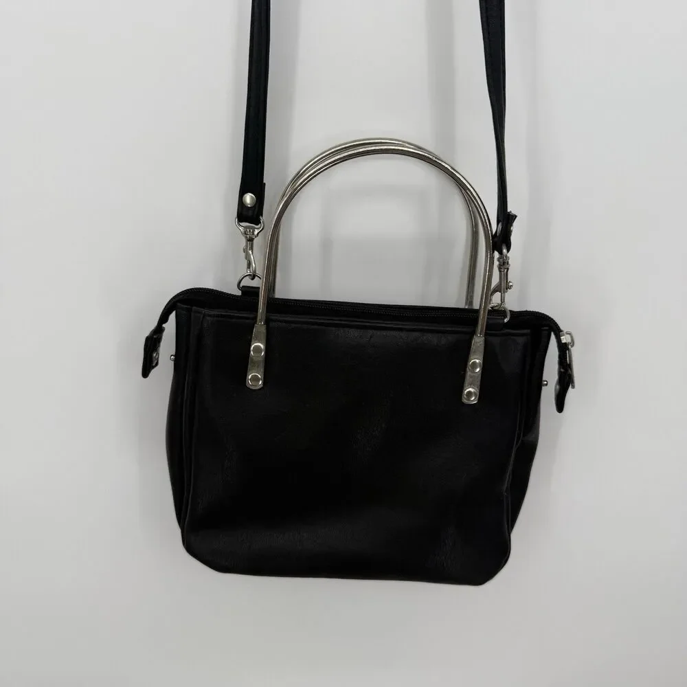 Chateau Y2k Black Faux Leather Animal Print Leopard Bag Crossbody Purse